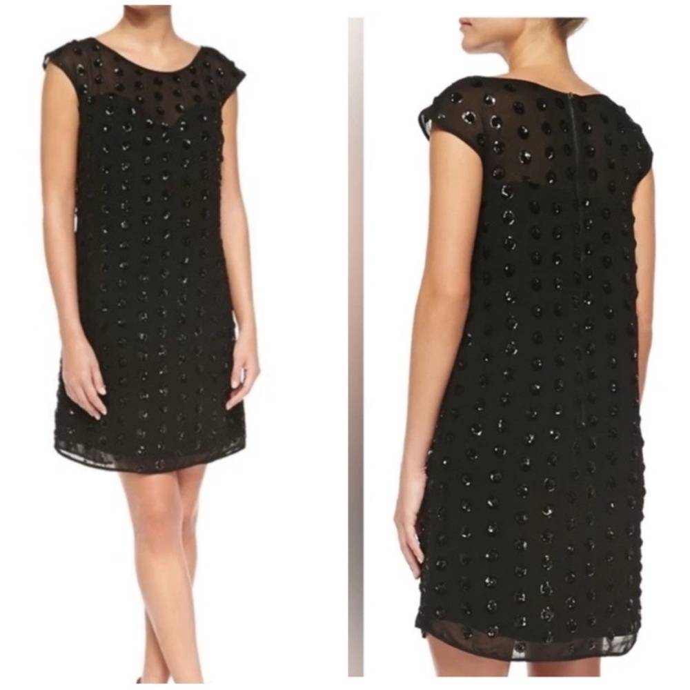 Milly Black and Silver Embellished Sheath Mini Dress